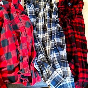 3 flannels, size:M